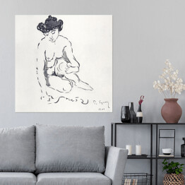 Plakat samoprzylepny Paul Signac Siedząca naga kobieta. Reprodukcja