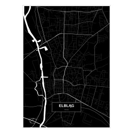Plakat samoprzylepny Mapa Elbląga czarno-biała
