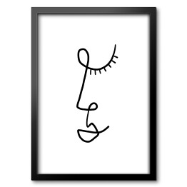Obraz w ramie Minimalistyczna twarz z czarnych linii