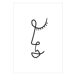 Plakat samoprzylepny Minimalistyczna twarz z czarnych linii