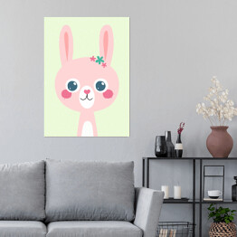 Plakat samoprzylepny Zwierzaczki - różowy królik