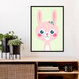Plakat w ramie Zwierzaczki - różowy królik