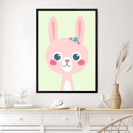 Obraz w ramie Zwierzaczki - różowy królik