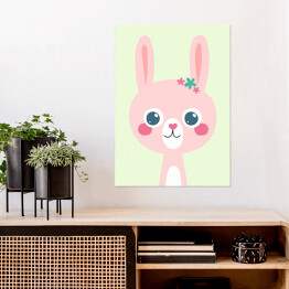 Plakat Zwierzaczki - różowy królik