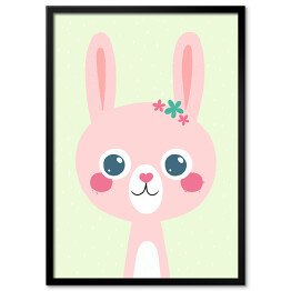 Plakat w ramie Zwierzaczki - różowy królik
