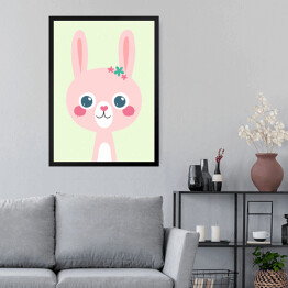 Obraz w ramie Zwierzaczki - różowy królik
