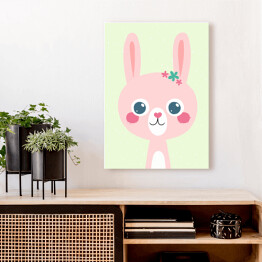 Obraz na płótnie Zwierzaczki - różowy królik