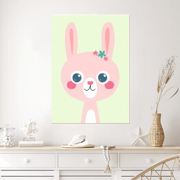 Plakat samoprzylepny Zwierzaczki - różowy królik