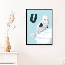 Plakat w ramie Alfabet - U jak uchatka