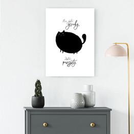 Obraz klasyczny Czarny kot z napisem "Nie jestem gruby, jestem puszysty"