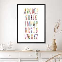 Obraz w ramie Kolorowy alfabet na białym tle
