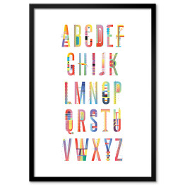 Plakat w ramie Kolorowy alfabet na białym tle