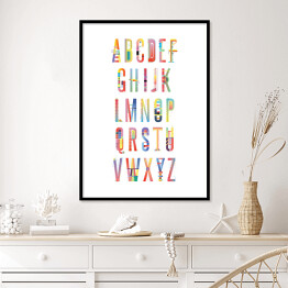 Plakat w ramie Kolorowy alfabet na białym tle