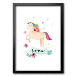 Obraz w ramie Lena - ilustracja z jednorożcem