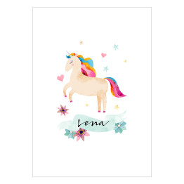 Plakat samoprzylepny Lena - ilustracja z jednorożcem