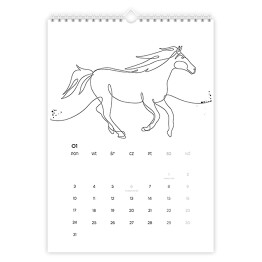 Kalendarz z końmi biały