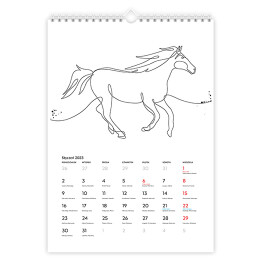 Kalendarz 13-stronicowy Kalendarz z końmi biały
