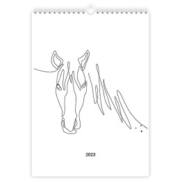 Kalendarz 13-stronicowy Kalendarz z końmi biały