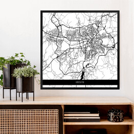 Obraz w ramie Mapy miast świata - Ankara - biała