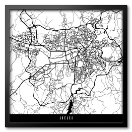Obraz w ramie Mapy miast świata - Ankara - biała