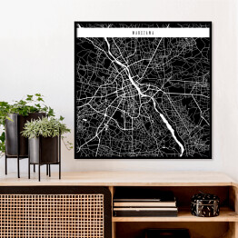 Plakat w ramie Mapa miast świata - Warszawa - czarna
