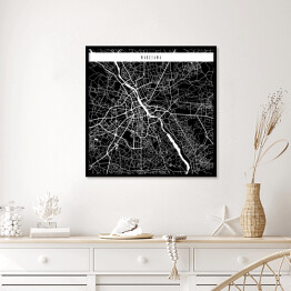 Plakat w ramie Mapa miast świata - Warszawa - czarna