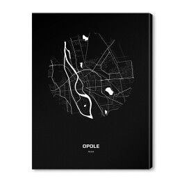 Obraz na płótnie Mapa Opola w kole czarno-biała
