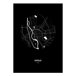 Plakat samoprzylepny Mapa Opola w kole czarno-biała
