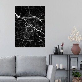 Plakat Mapa Wrocławia czarno-biała