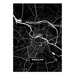 Plakat samoprzylepny Mapa Wrocławia czarno-biała