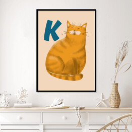 Plakat w ramie Alfabet - K jak kot