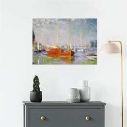 Plakat samoprzylepny Claude Monet Czerwone łodzie w Argenteuil. Reprodukcja obrazu
