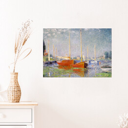 Plakat Claude Monet Czerwone łodzie w Argenteuil. Reprodukcja obrazu