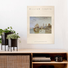 Plakat William Turner "Kolonia, przyjazd łodzi pakunkowej wieczór" - reprodukcja z napisem. Plakat z passe partout