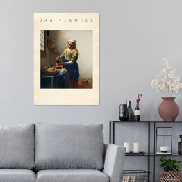 Plakat samoprzylepny Jan Vermeer "Mleczarka" - reprodukcja z napisem. Plakat z passe partout