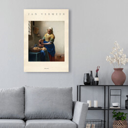 Obraz klasyczny Jan Vermeer "Mleczarka" - reprodukcja z napisem. Plakat z passe partout