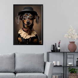 Obraz w ramie Pies jamnik - śmieszne zdjęcia zwierząt