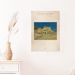 Plakat samoprzylepny Vincent van Gogh "Żółty dom" - reprodukcja z napisem. Plakat z passe partout
