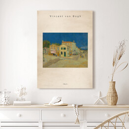 Obraz na płótnie Vincent van Gogh "Żółty dom" - reprodukcja z napisem. Plakat z passe partout