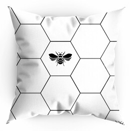 Poduszka Czarne plastry miodu i pszczoły na białym tle