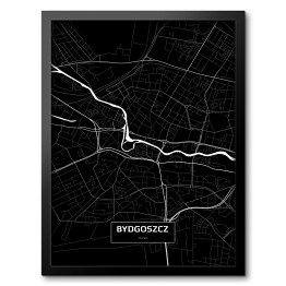 Obraz w ramie Mapa Bydgoszczy czarno-biała