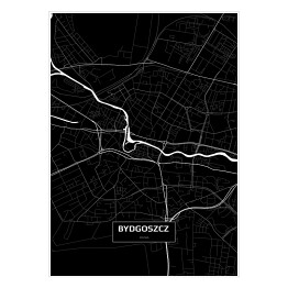Plakat samoprzylepny Mapa Bydgoszczy czarno-biała