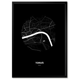 Obraz klasyczny Mapa Torunia w kole czarno-biała