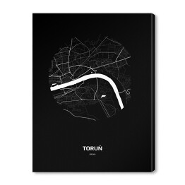 Obraz na płótnie Mapa Torunia w kole czarno-biała