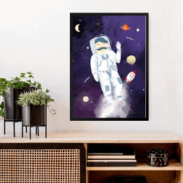 Obraz w ramie Kosmonauta - ilustracja