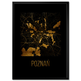 Plakat w ramie Czarno złota mapa - Poznań