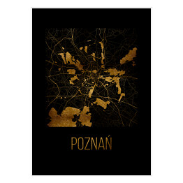 Plakat samoprzylepny Czarno złota mapa - Poznań