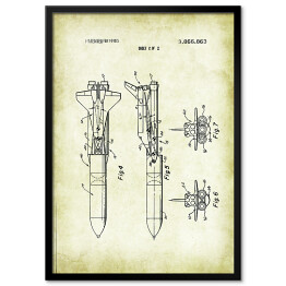 Obraz klasyczny Statek kosmiczny - patenty na rycinach vintage