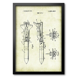 Obraz w ramie Statek kosmiczny - patenty na rycinach vintage