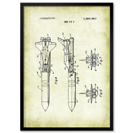 Plakat w ramie Statek kosmiczny - patenty na rycinach vintage